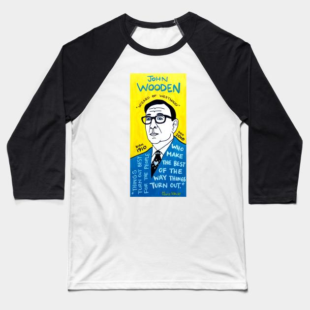 John Wooden Baseball T-Shirt by krusefolkart